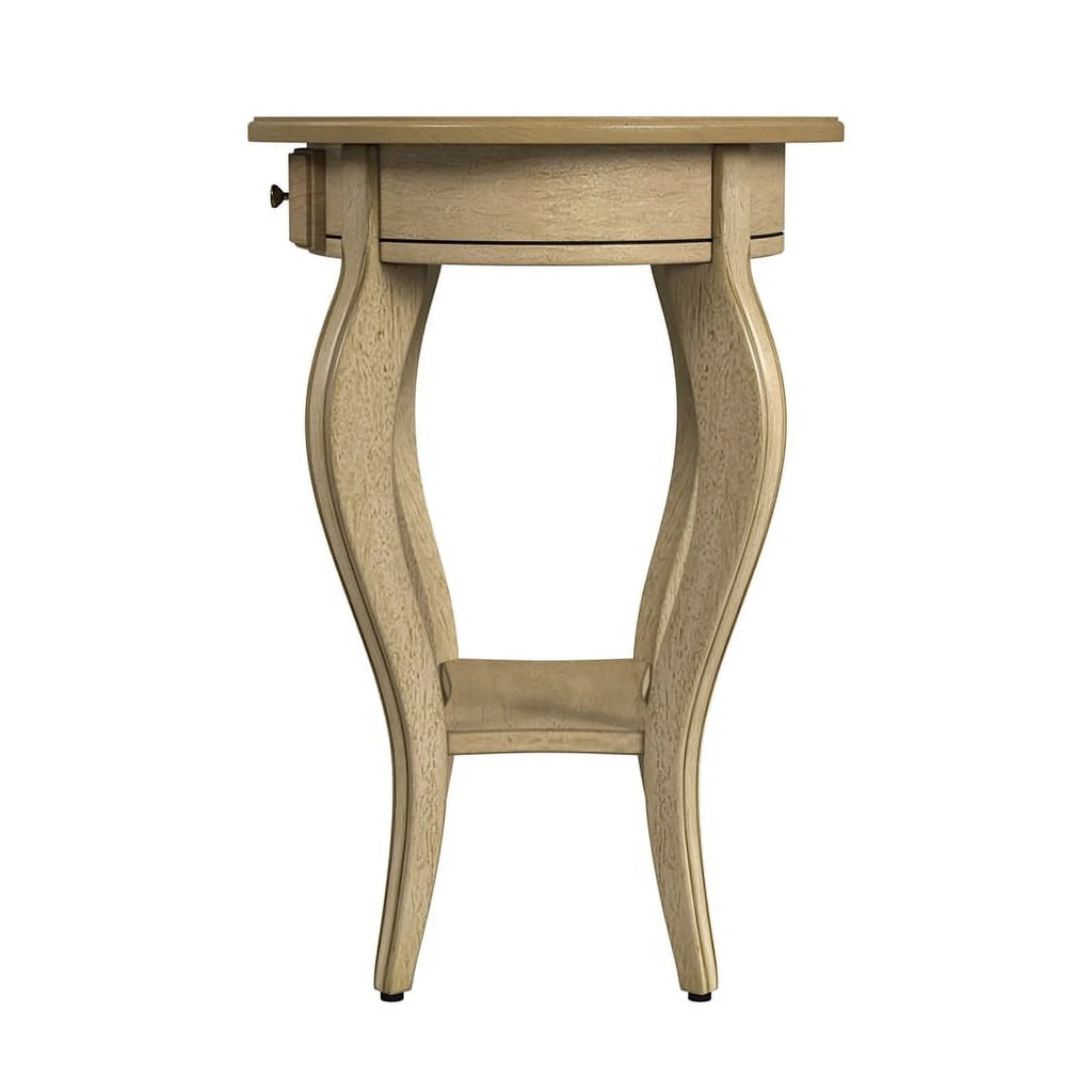 Oval Wood Accent Table in Antique Beige Set of 2 A395761