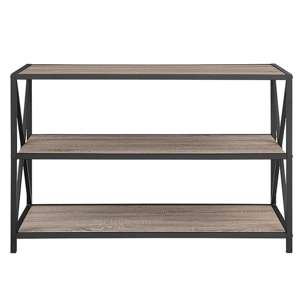 Rustic Oak / Black Metal X-Frame Bookshelf C738172