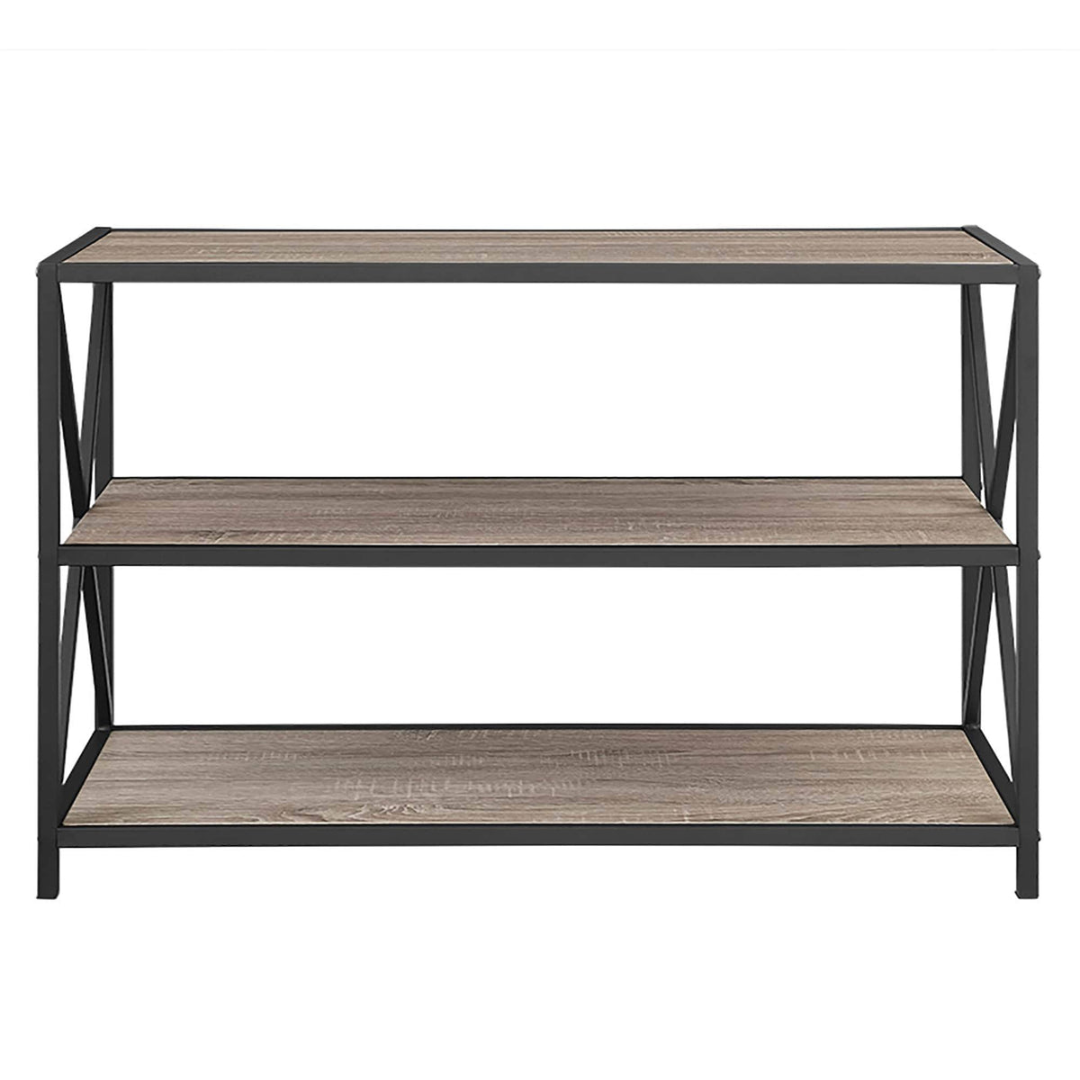 Rustic Oak / Black Metal X-Frame Bookshelf C738172