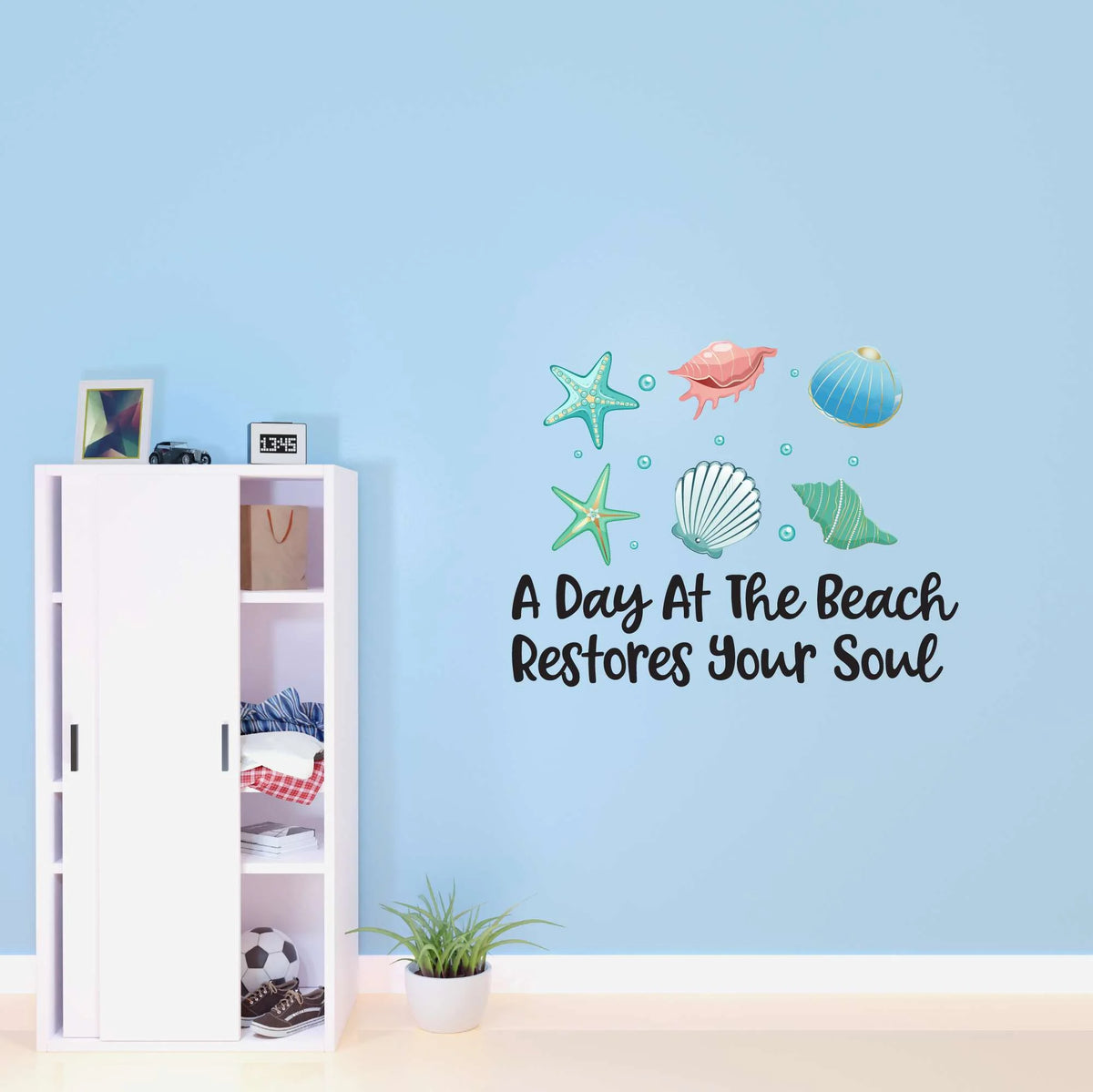 Beach Coast Seashore Sand Shipwreck Beach House Crab Surfing Boogie Board Bedroom Wall Decal Sticker - 30 In X 24 In V26558