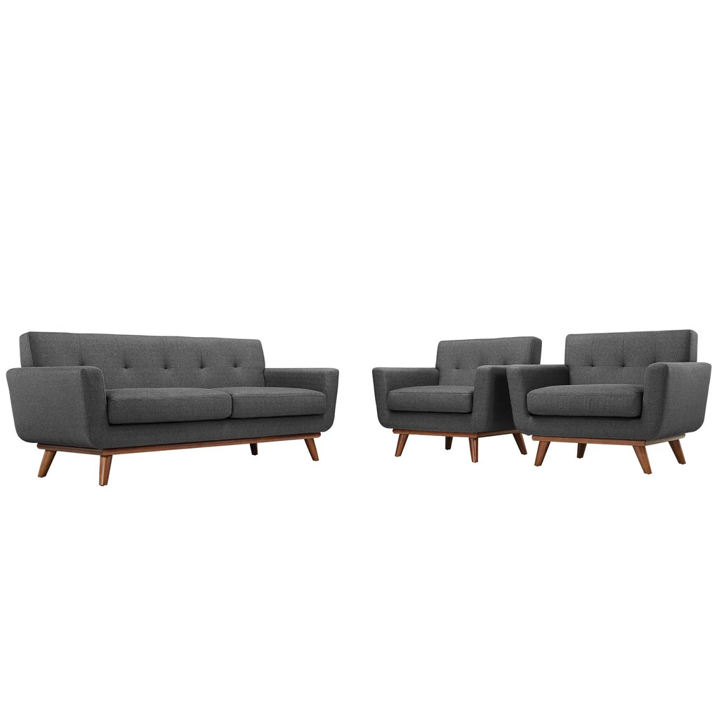 Gray Armchairs and Loveseat Set of 3 X365252