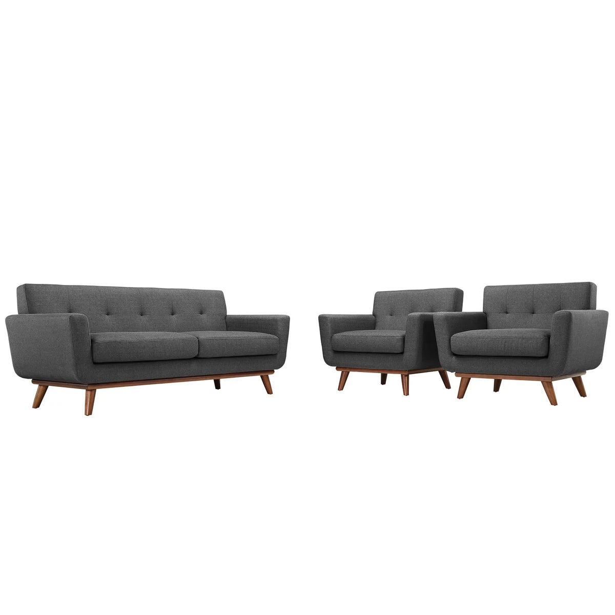 Gray Armchairs and Loveseat Set of 3 X365252