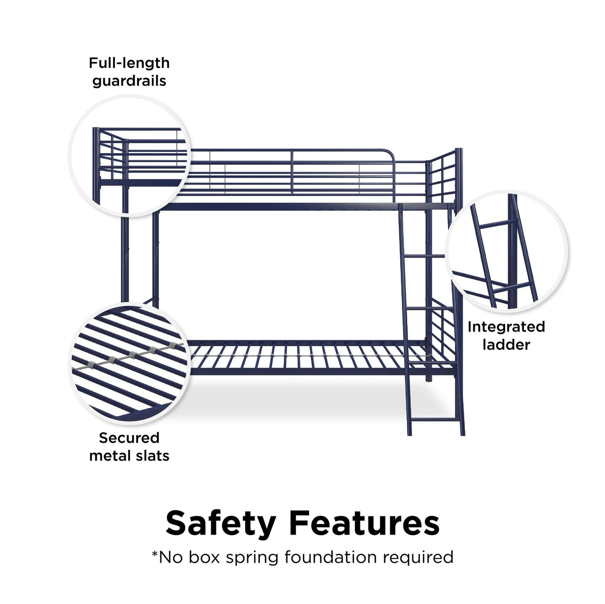 Blue Twin over Twin Metal Bunk Bed F641033