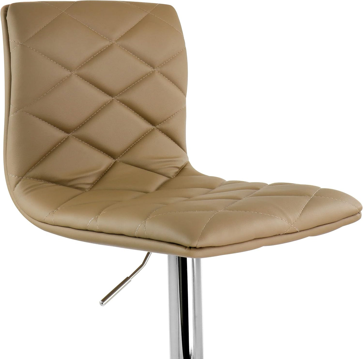 2 Piece Adjustable Faux Leather Bar Stool in Camel with Chrome Base F77883