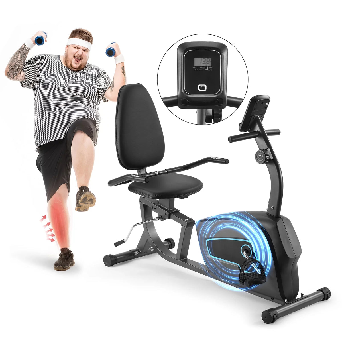 Indoor Recumbent Exercise Bike with Adjustable Seat U634922