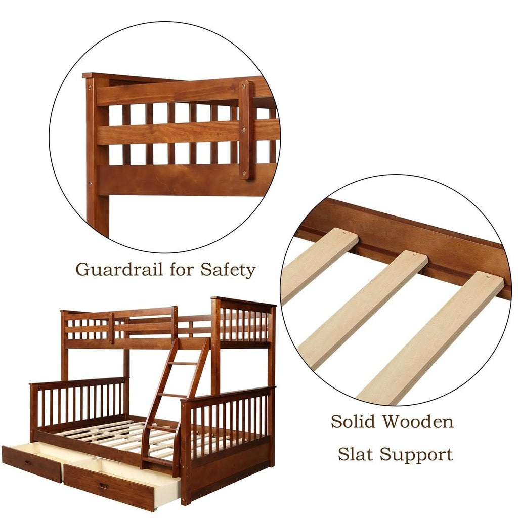 Twin Over Full Bunk Bed with Ladders and 2 Storage Drawers I790