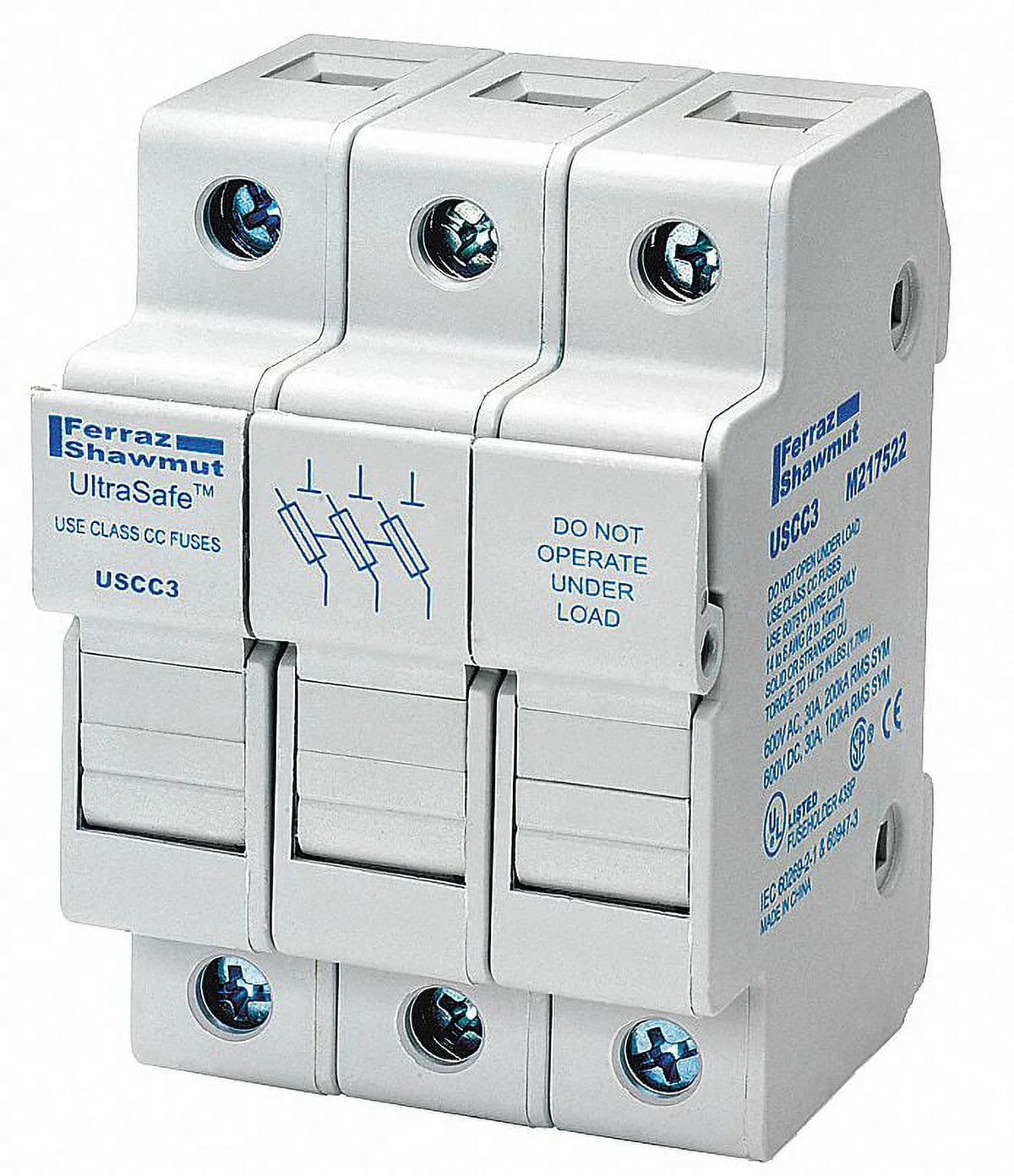0 to 30A Class CC 3 Pole Fuse Block Y317