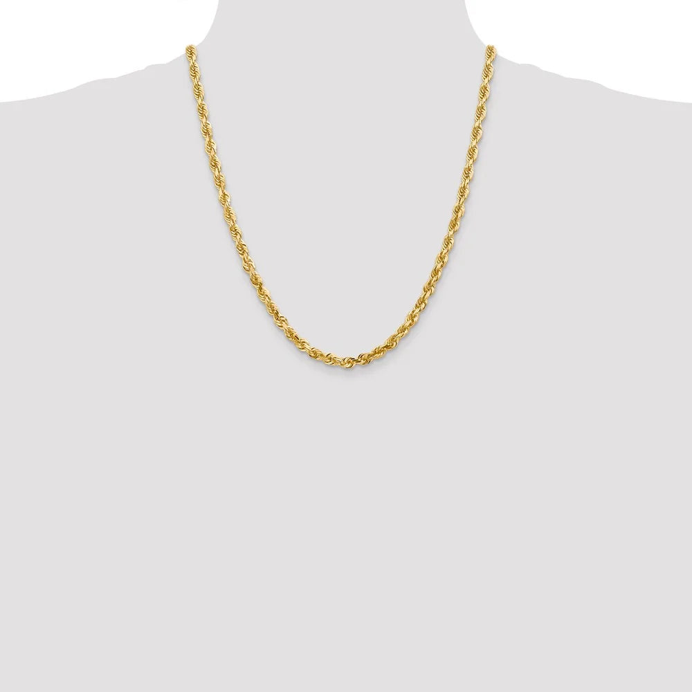 22 inch 14kt Yellow Gold Diamond Cut Rope Chain C896