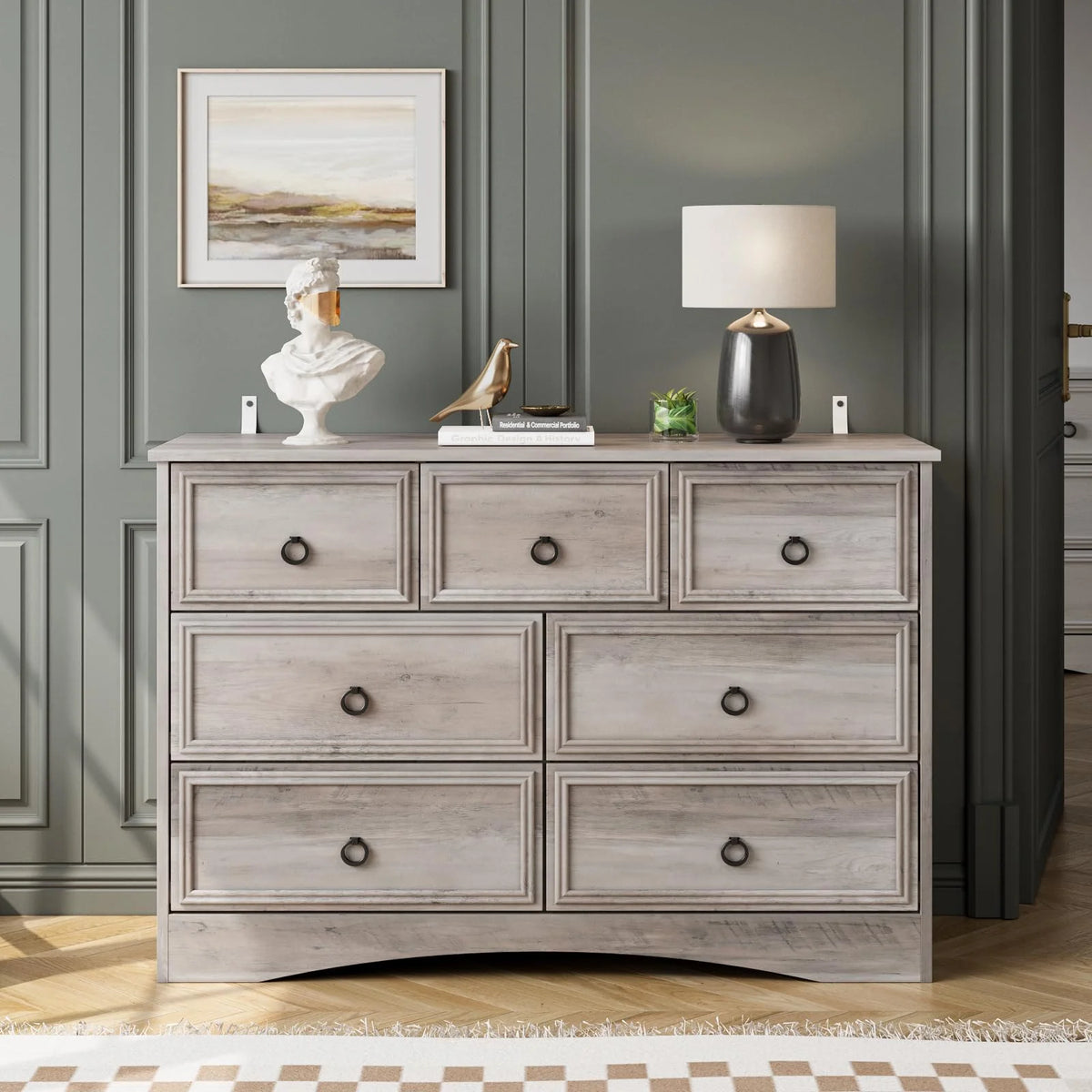 Gray 7 Drawer Wood Dresser F538104