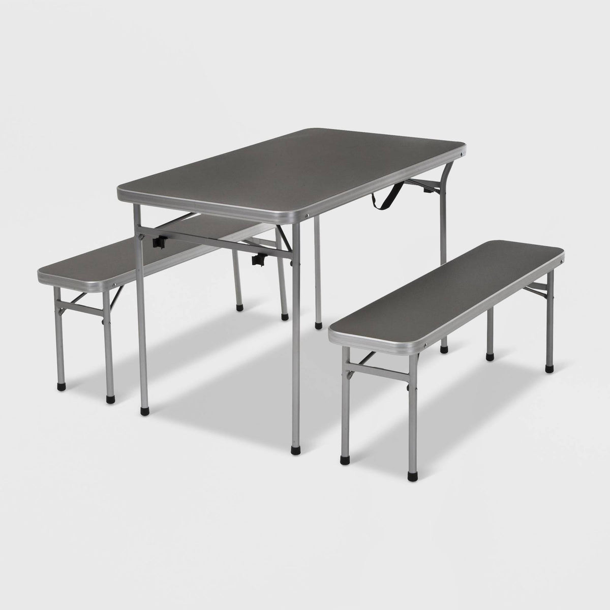 4ft Grey Aluminum Camping Table and Bench Set S710