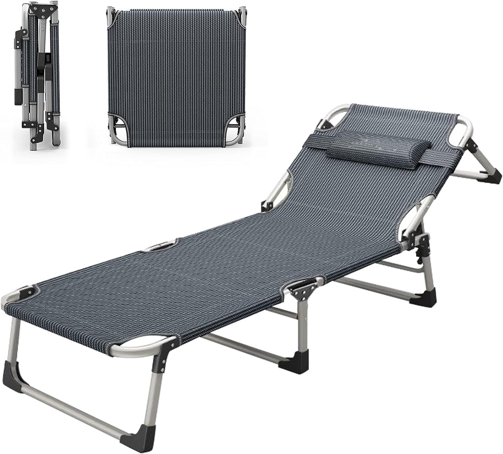 Adjustable 4-Position Folding Chaise Lounge Chair Camping Cot U478
