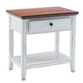 White Wood Side Table with Drawer L21405