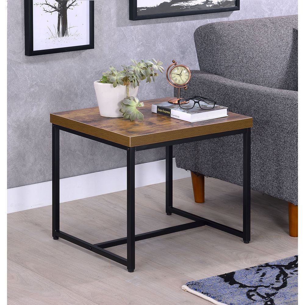 Weathered Oak Black End Table T51655