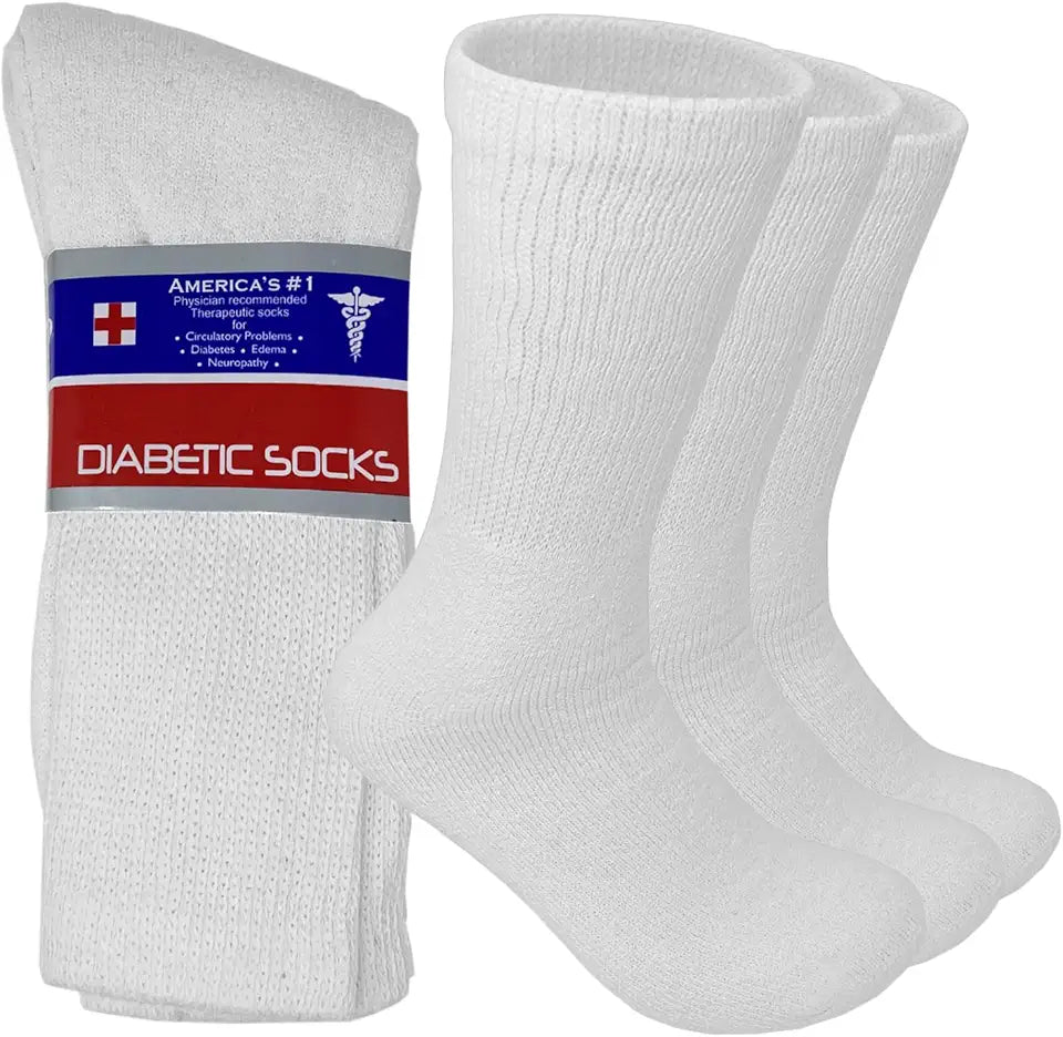 12 Pairs Diabetic Crew Socks L570853